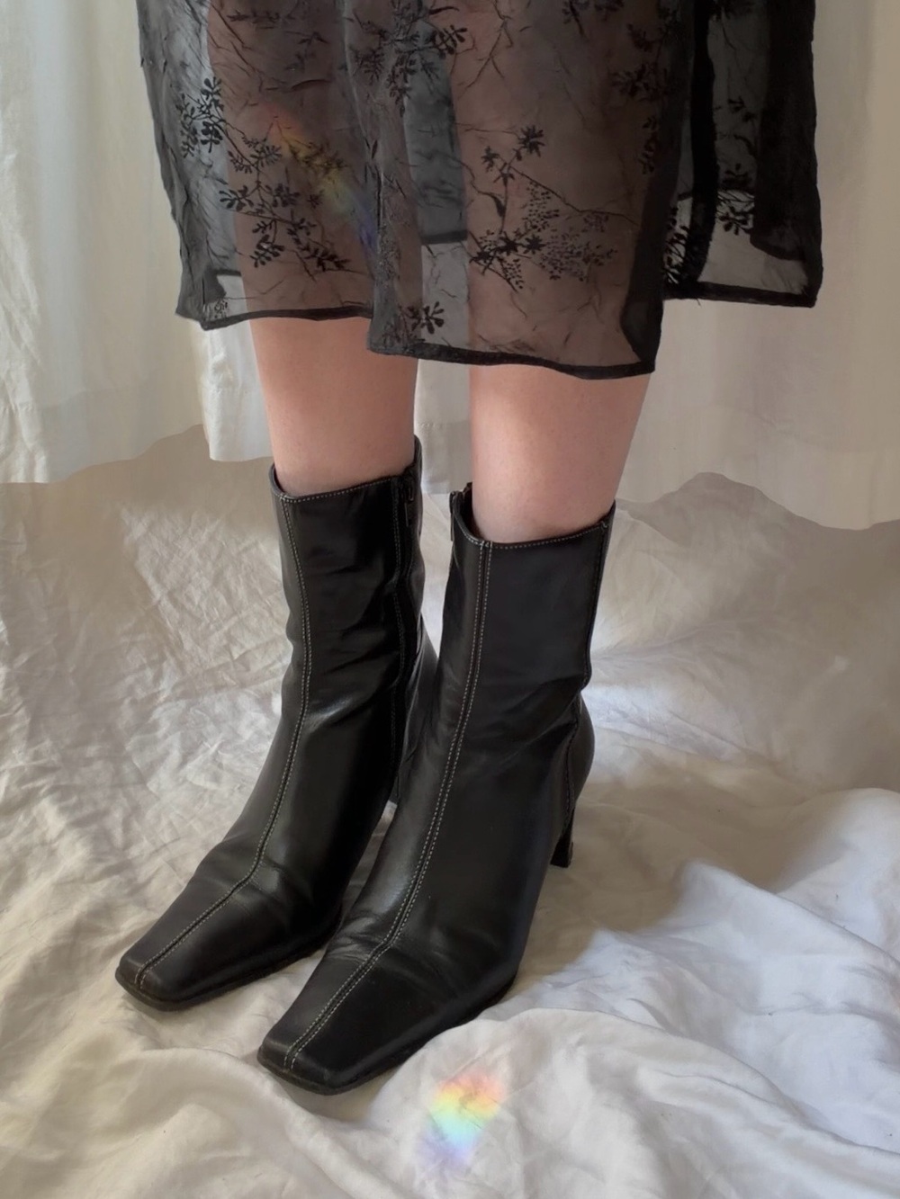 🖤Vintage // Aldo Square Toe Leather Boots🖤
